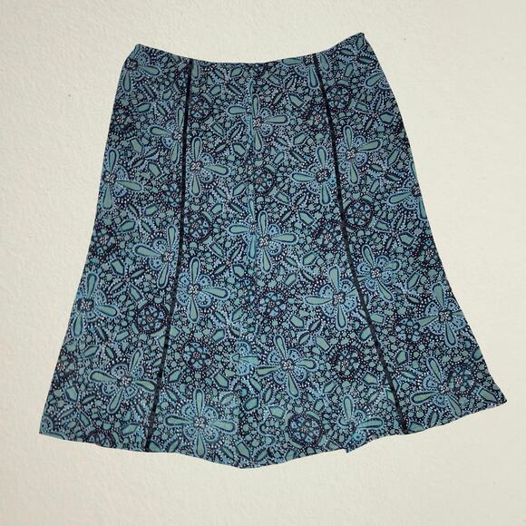 Y2K bohemian flare midi skirt, abstract floral cottagecore fairy boho chic - Picture 1 of 7